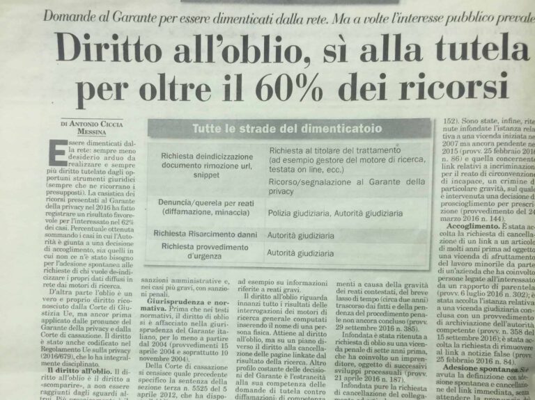 Diritto all’oblio