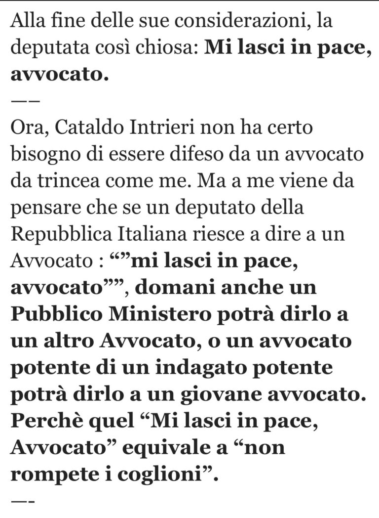 Mi lasci in pace Avvocato