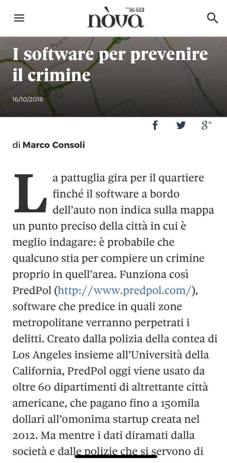 Analisi e prevenzione dei Crimini